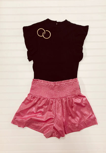 Smocked Metallic Shorts