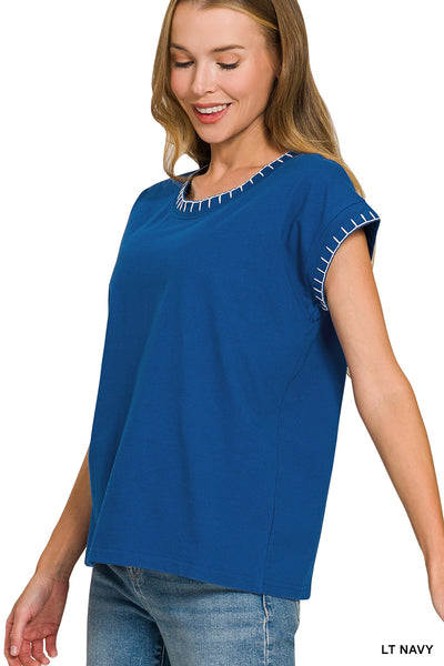 STITCH DETAILED OVERSIZED TOP