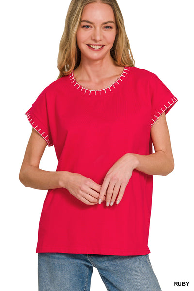 STITCH DETAILED OVERSIZED TOP