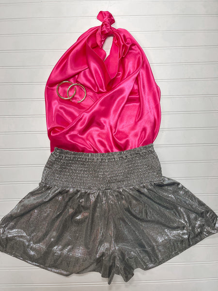 Smocked Metallic Shorts